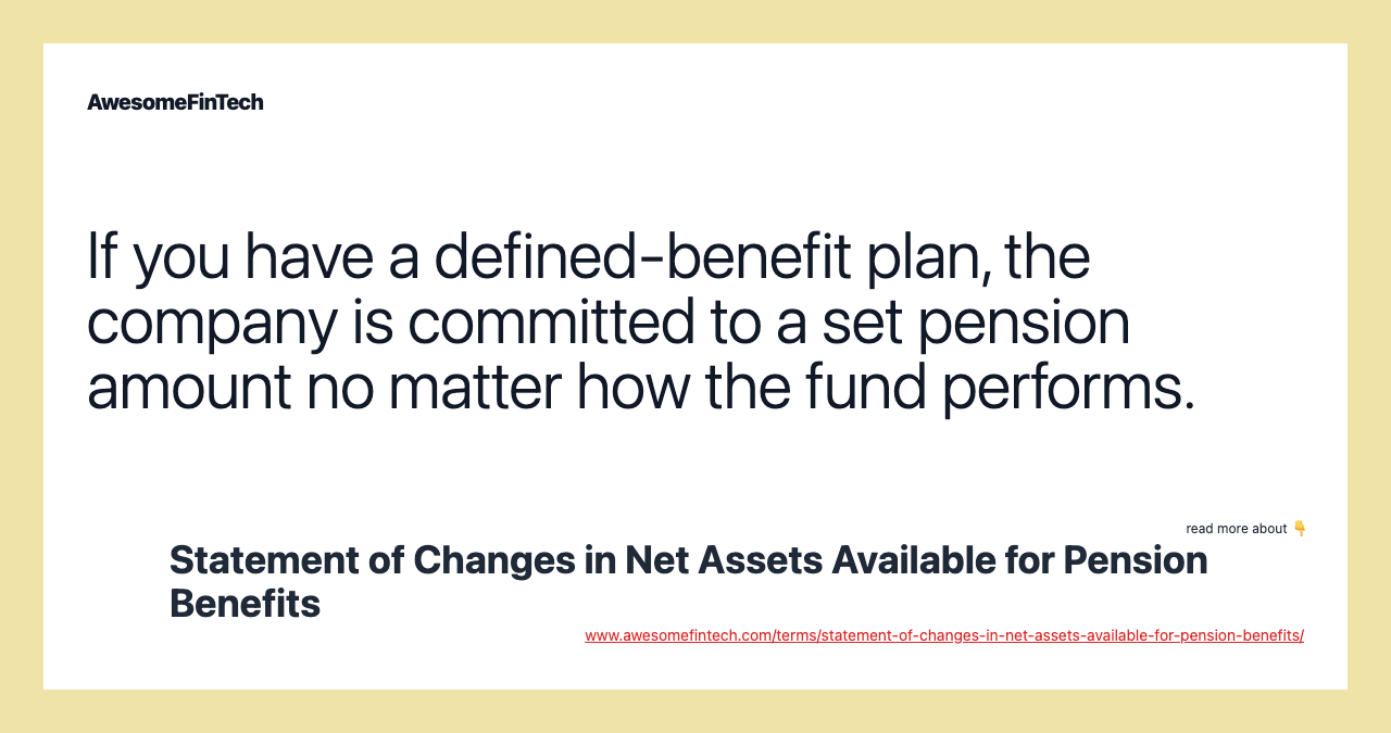 Statement Of Changes In Net Assets Available For Pension Benefits