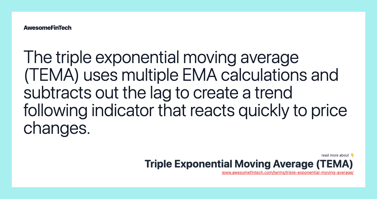 Triple Exponential Moving Average Tema Awesomefintech Blog